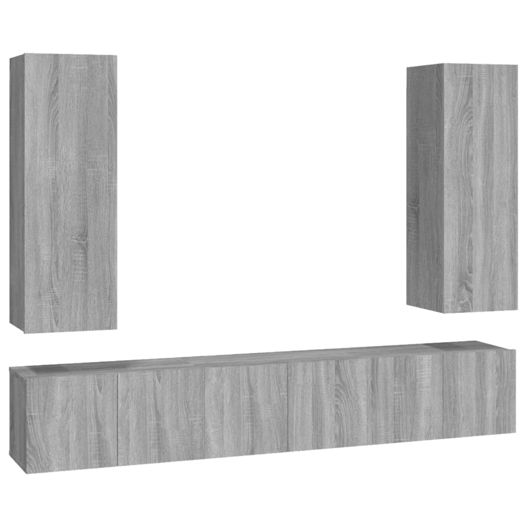 5-tlg. TV-Schrank-Set Grau Sonoma Holzwerkstoff
