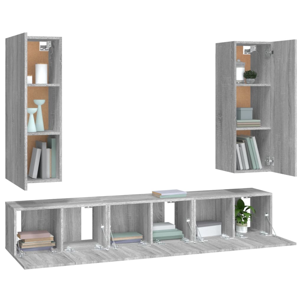 5-tlg. TV-Schrank-Set Grau Sonoma Holzwerkstoff