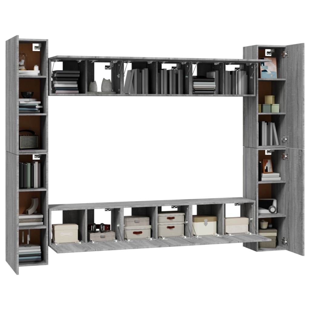 10-tlg. TV-Schrank-Set Grau Sonoma Holzwerkstoff