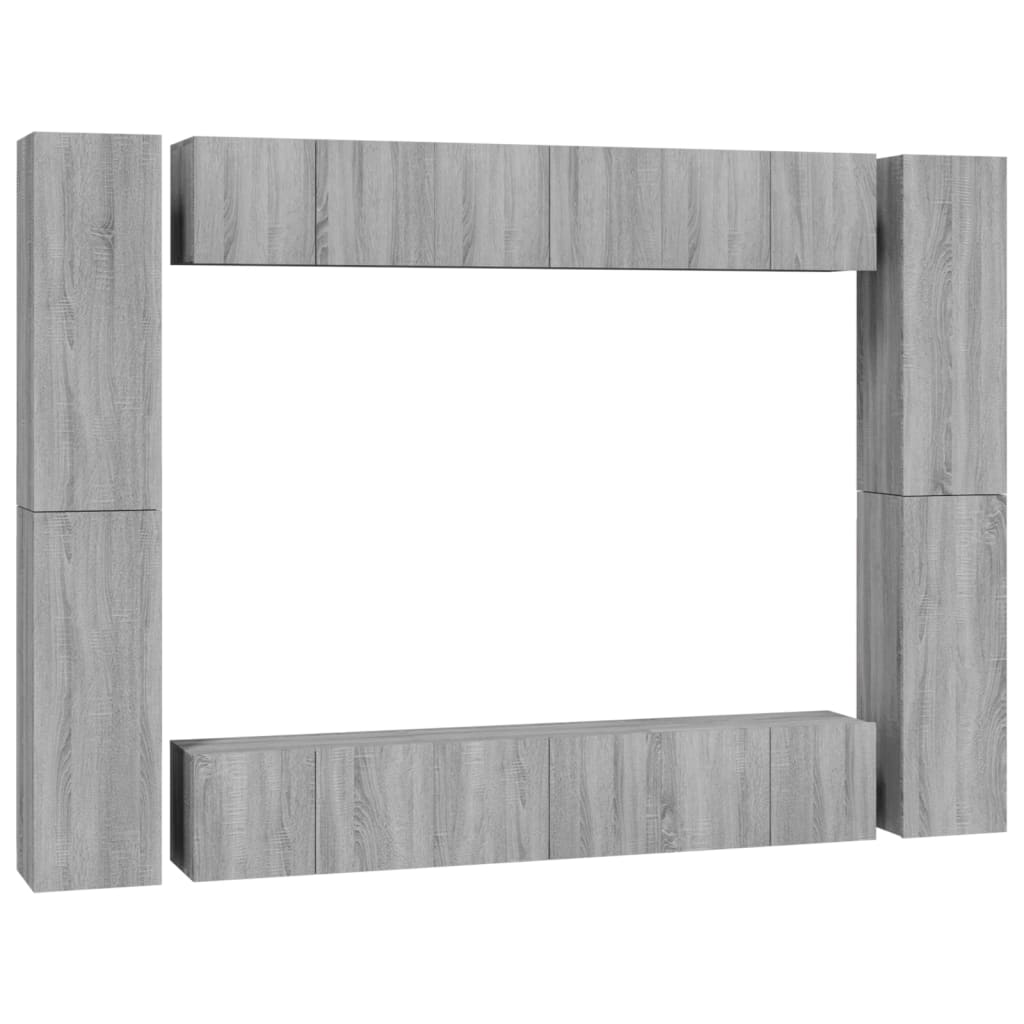 10-tlg. TV-Schrank-Set Grau Sonoma Holzwerkstoff