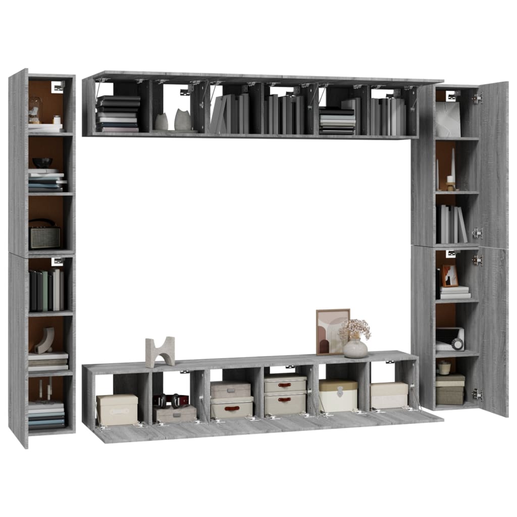 10-tlg. TV-Schrank-Set Grau Sonoma Holzwerkstoff