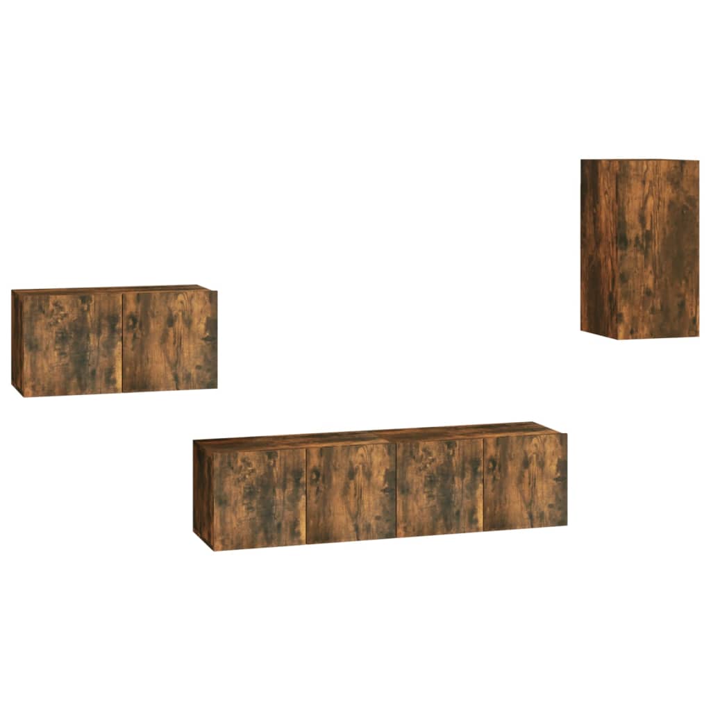 Ensemble de meubles TV 4 pièces en bois de chêne fumé