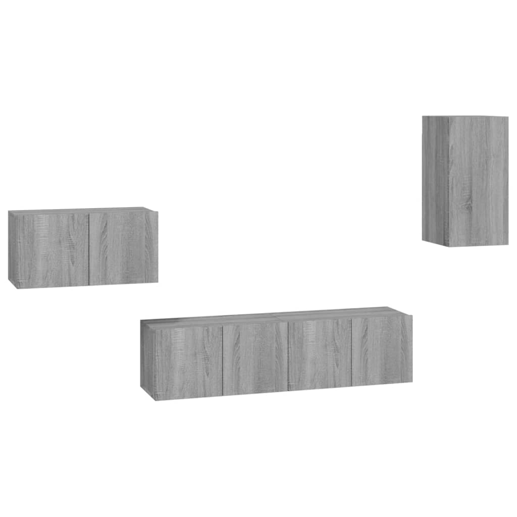 Ensemble de meubles TV 4 pièces, en bois de Sonoma gris