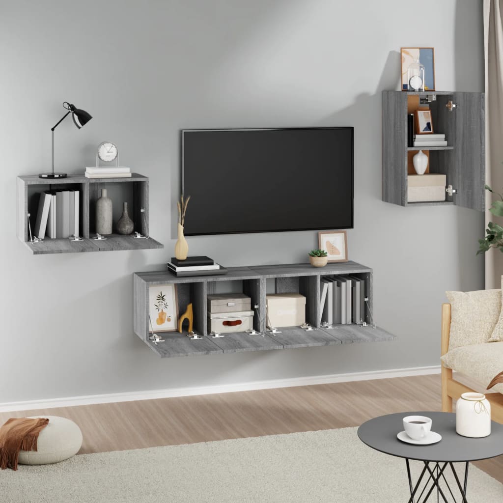 Ensemble de meubles TV 4 pièces, en bois de Sonoma gris