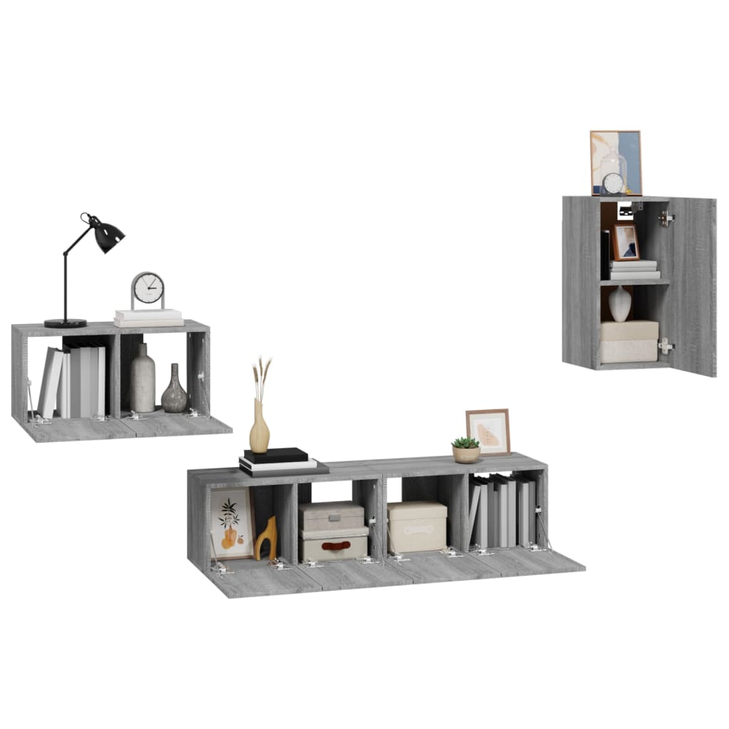 Ensemble de meubles TV 4 pièces, en bois de Sonoma gris