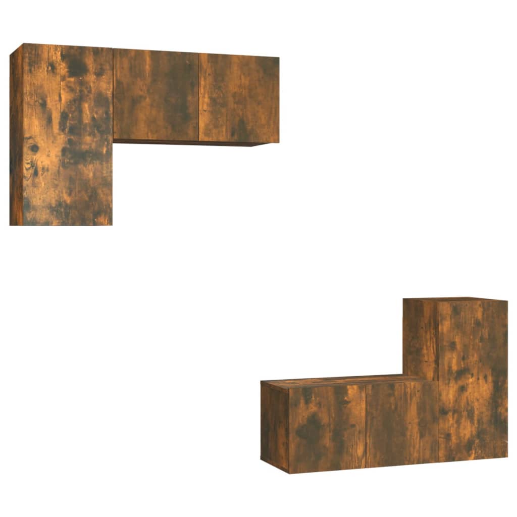 Ensemble de meubles TV 4 pièces en bois de chêne fumé