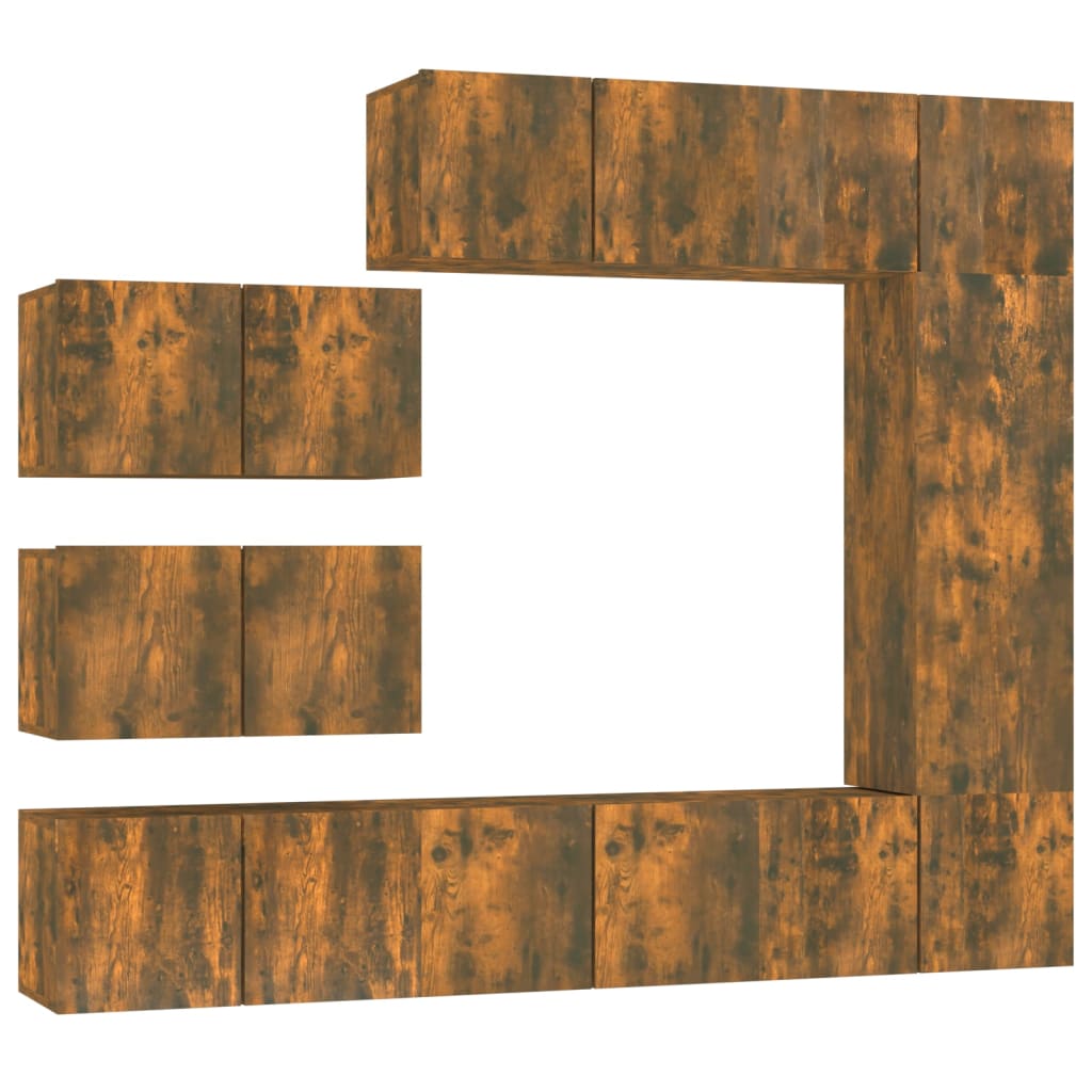 Ensemble de meubles TV 8 pièces en bois de chêne fumé