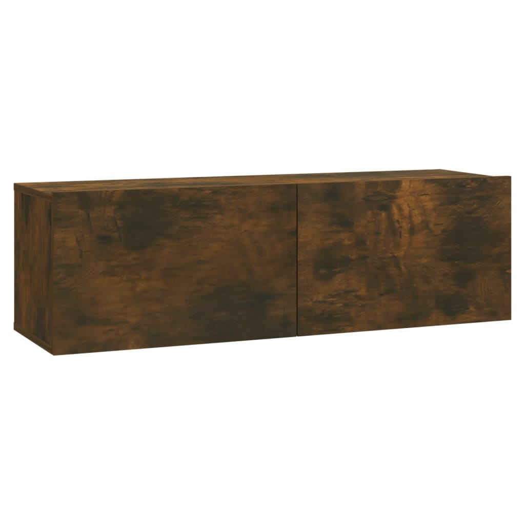 Ensemble de meubles muraux TV en bois de chêne fumé