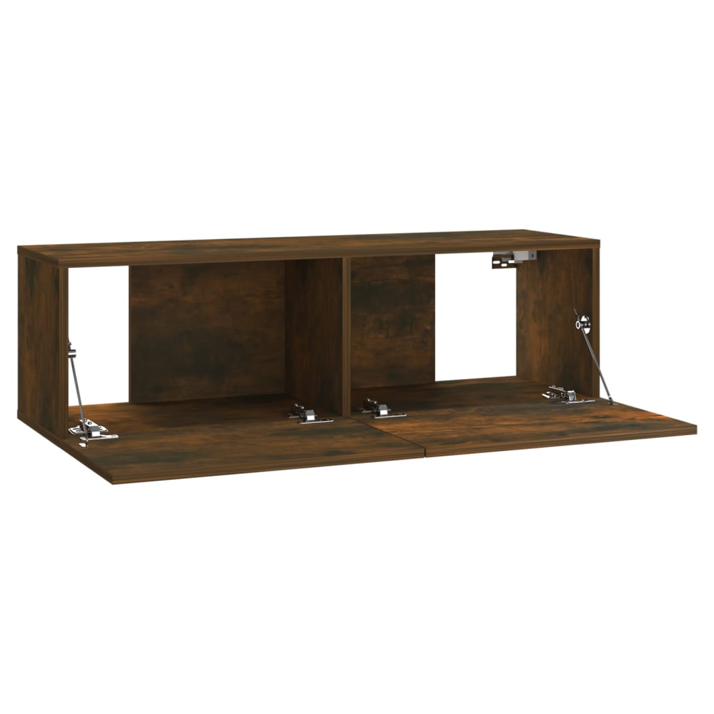 Ensemble de meubles muraux TV en bois de chêne fumé
