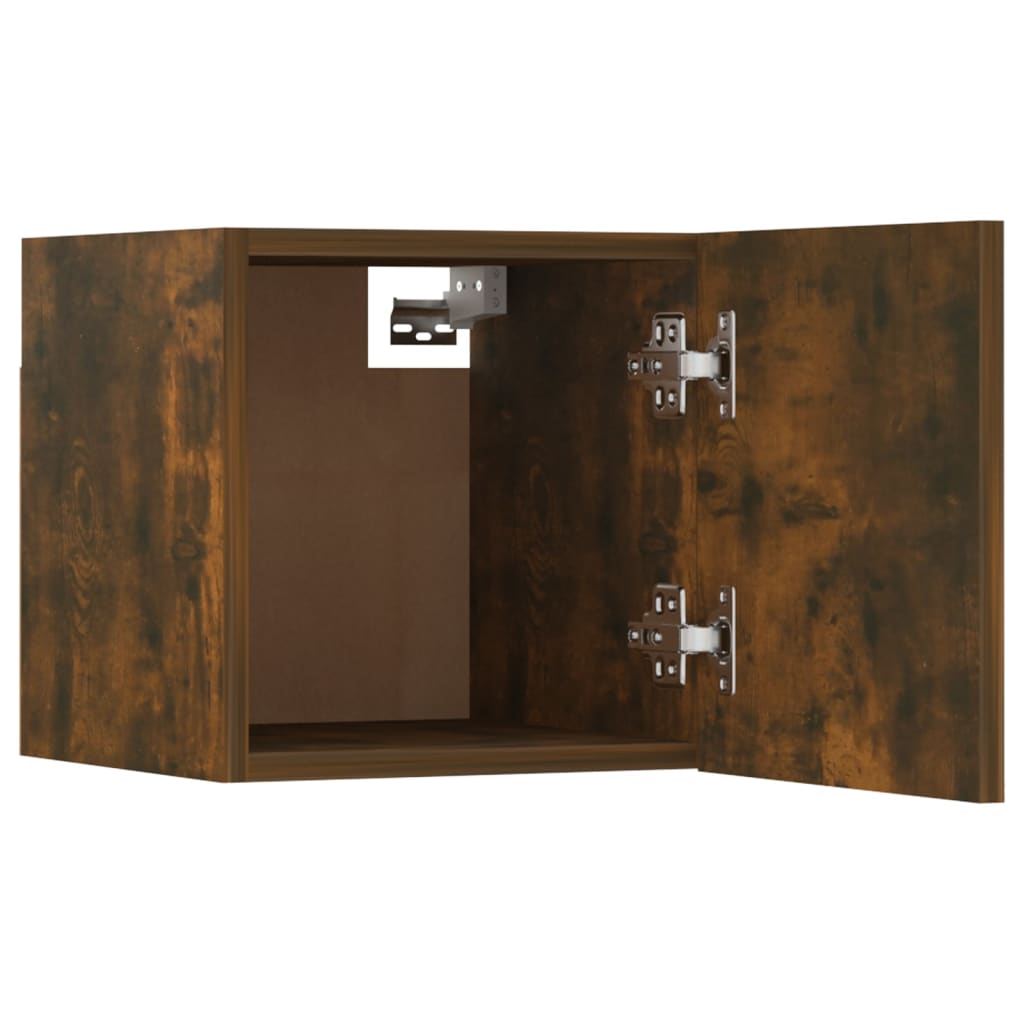 Ensemble de meubles muraux TV en bois de chêne fumé