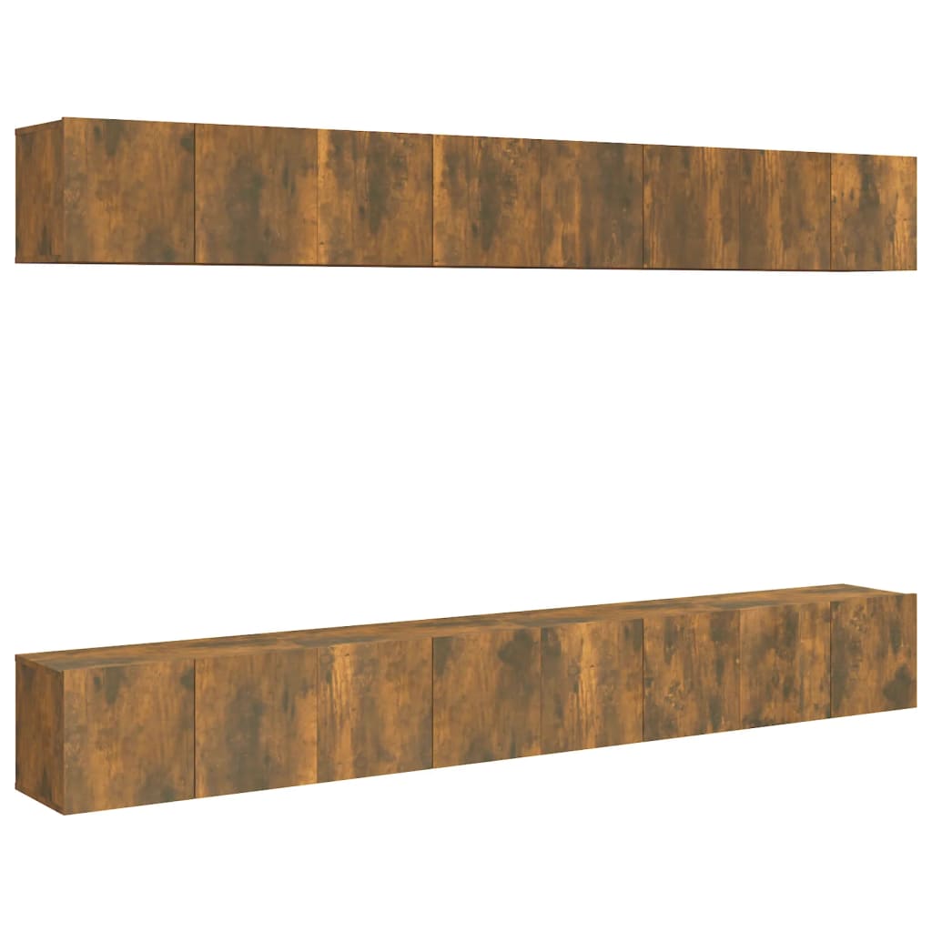 Ensemble de meubles TV 8 pièces en chêne fumé 60x30x30 cm, matériau à base de bois