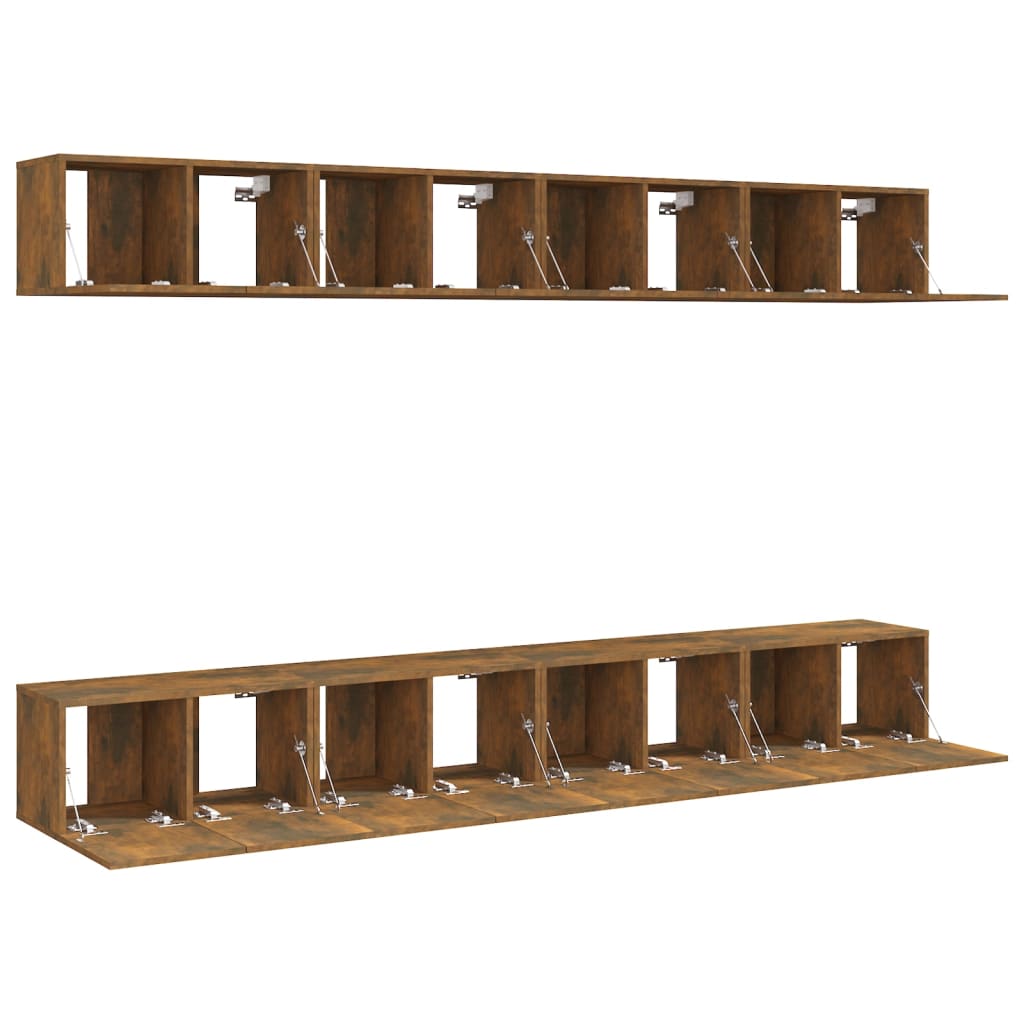 Ensemble de meubles TV 8 pièces en chêne fumé 60x30x30 cm, matériau à base de bois