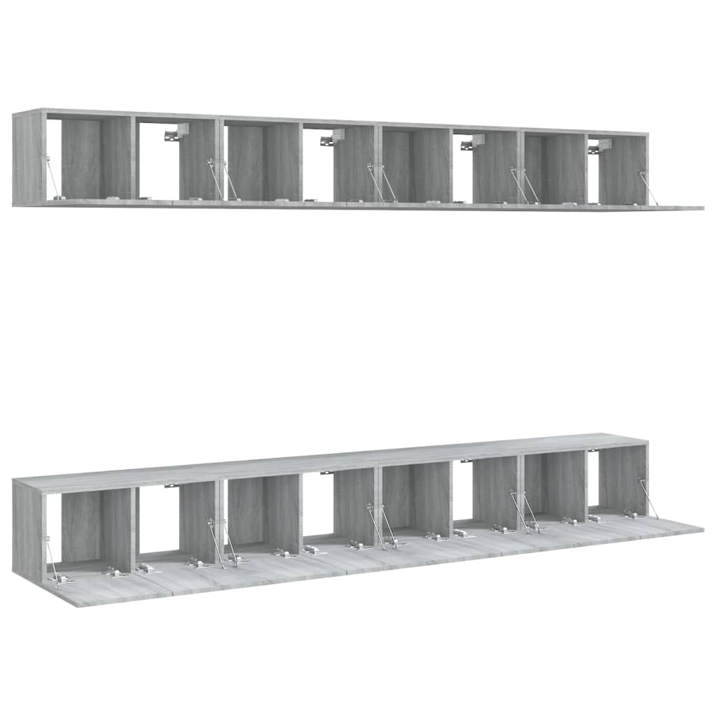 Ensemble de meubles TV 8 pièces, gris Sonoma, 60 x 30 x 30 cm, matériau à base de bois