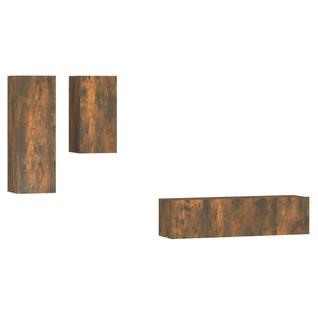 Ensemble de meubles TV 4 pièces en bois de chêne fumé