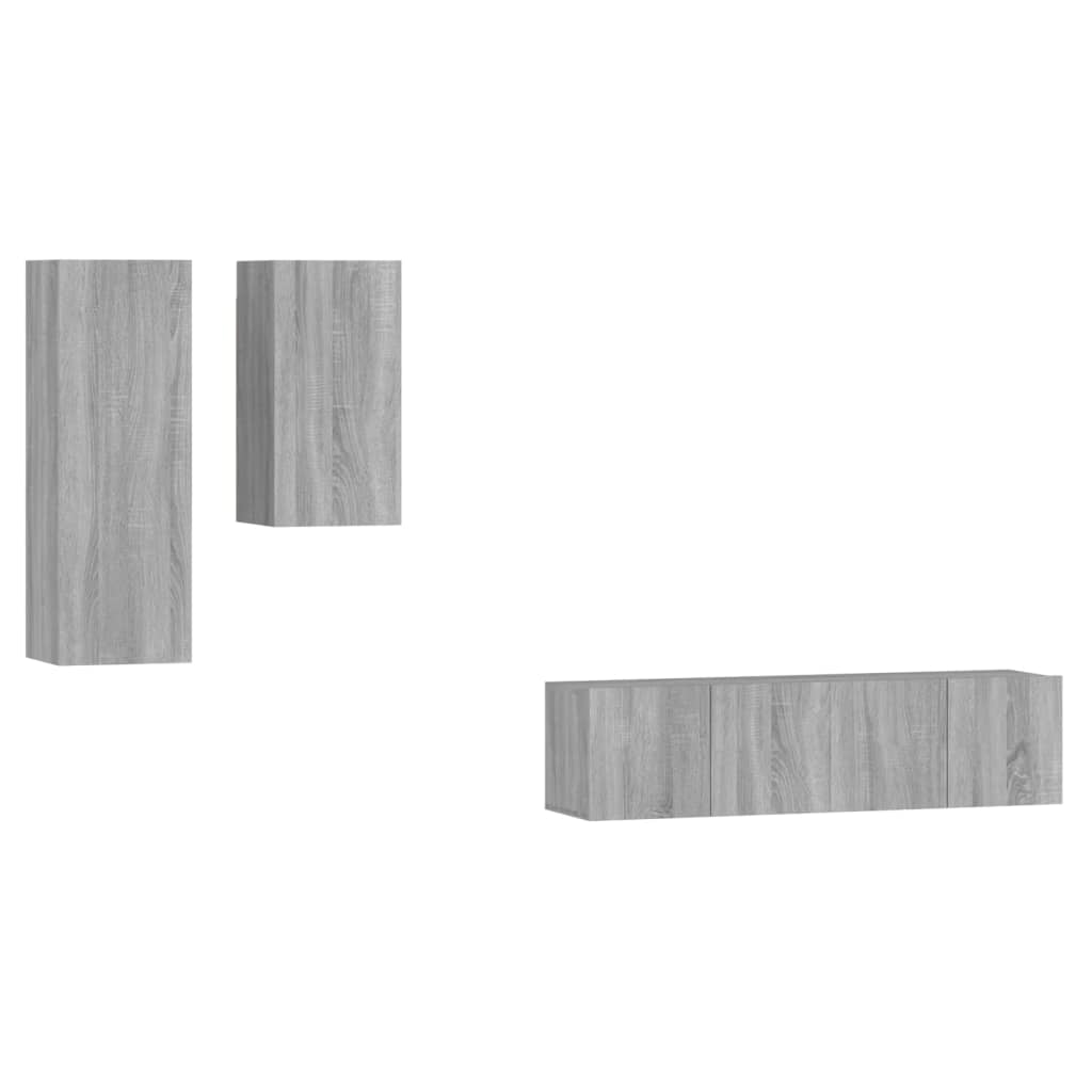 Ensemble de meubles TV 4 pièces, en bois de Sonoma gris