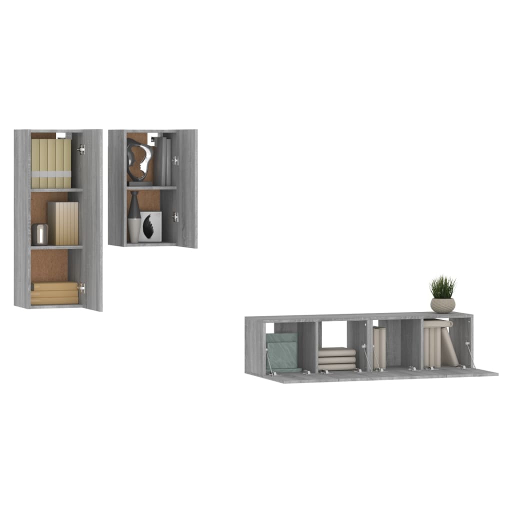 Ensemble de meubles TV 4 pièces, en bois de Sonoma gris