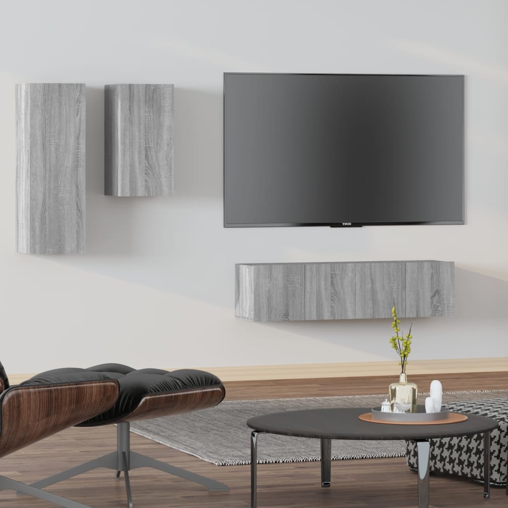 Ensemble de meubles TV 4 pièces, en bois de Sonoma gris