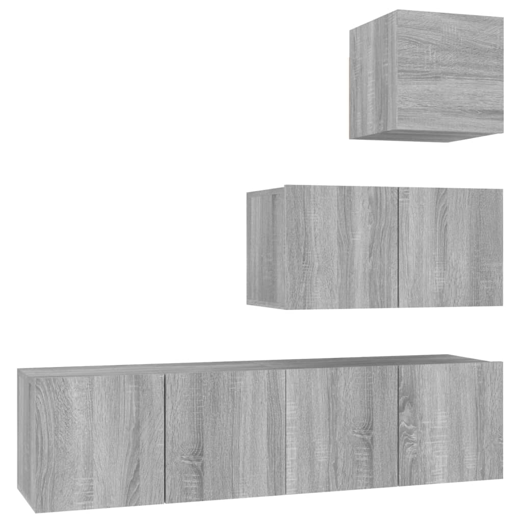 Ensemble de meubles TV 4 pièces, en bois de Sonoma gris
