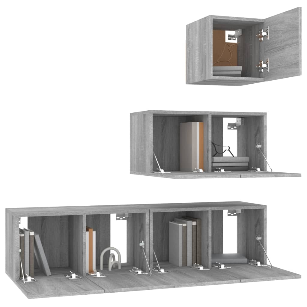 Ensemble de meubles TV 4 pièces, en bois de Sonoma gris