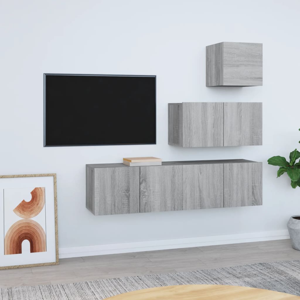 Ensemble de meubles TV 4 pièces, en bois de Sonoma gris