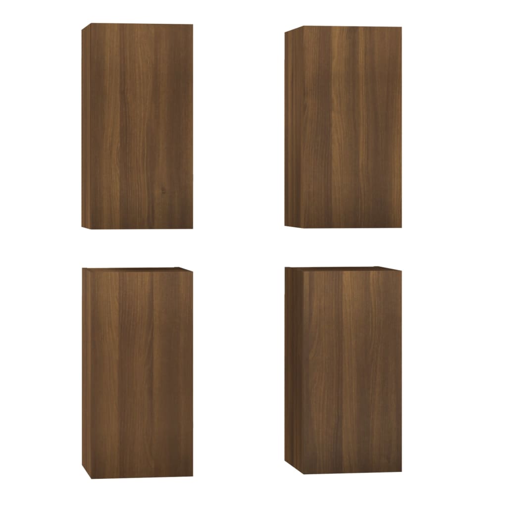 Meubles TV 4 pièces aspect chêne brun 30,5 x 30 x 60 cm