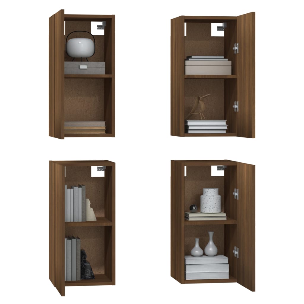 Meubles TV 4 pièces aspect chêne brun 30,5 x 30 x 60 cm