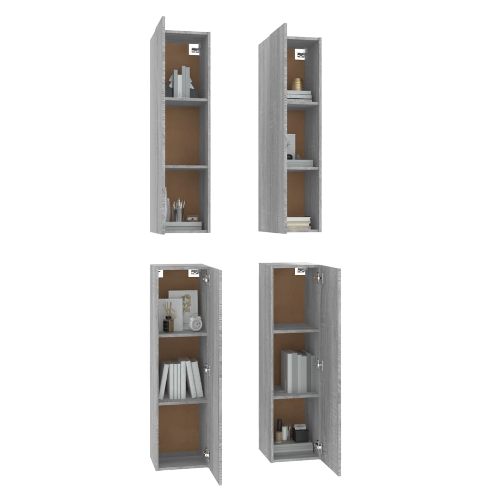 Meubles TV 4 pièces, gris Sonoma, 30,5 x 30 x 110 cm, matériau à base de bois