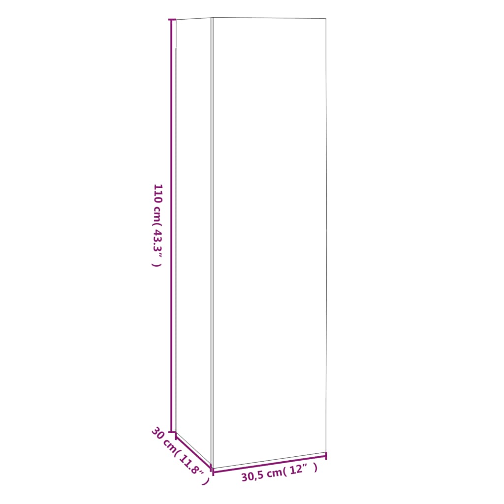 Meubles TV 4 pièces, gris Sonoma, 30,5 x 30 x 110 cm, matériau à base de bois