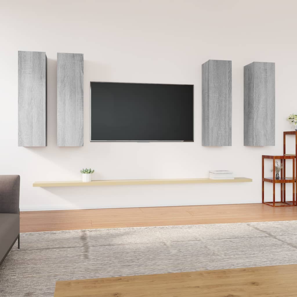 Meubles TV 4 pièces, gris Sonoma, 30,5 x 30 x 110 cm, matériau à base de bois