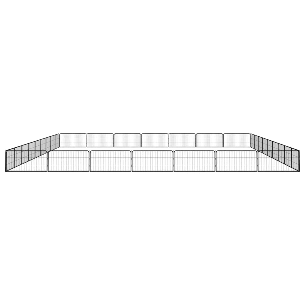32-tlg. Hundelaufstall Schwarz 100x50cm Stahl Pulverbeschichtet