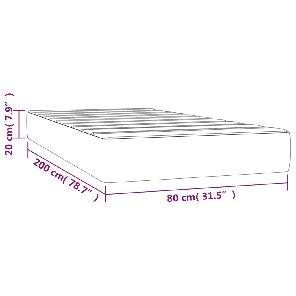 Pocket spring mattress dark grey 80x200x20 cm fabric