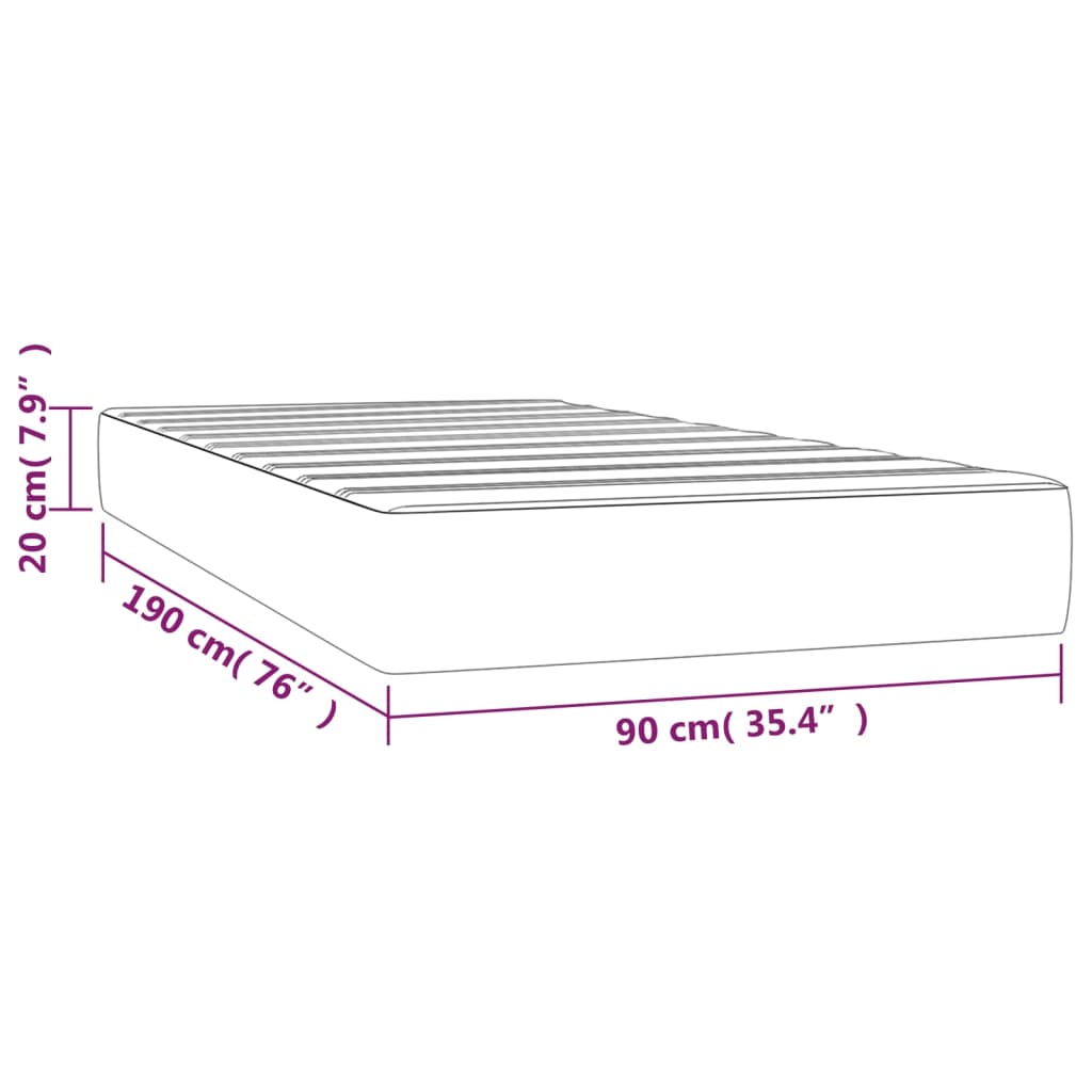 Pocket spring mattress light grey 90x190x20 cm fabric