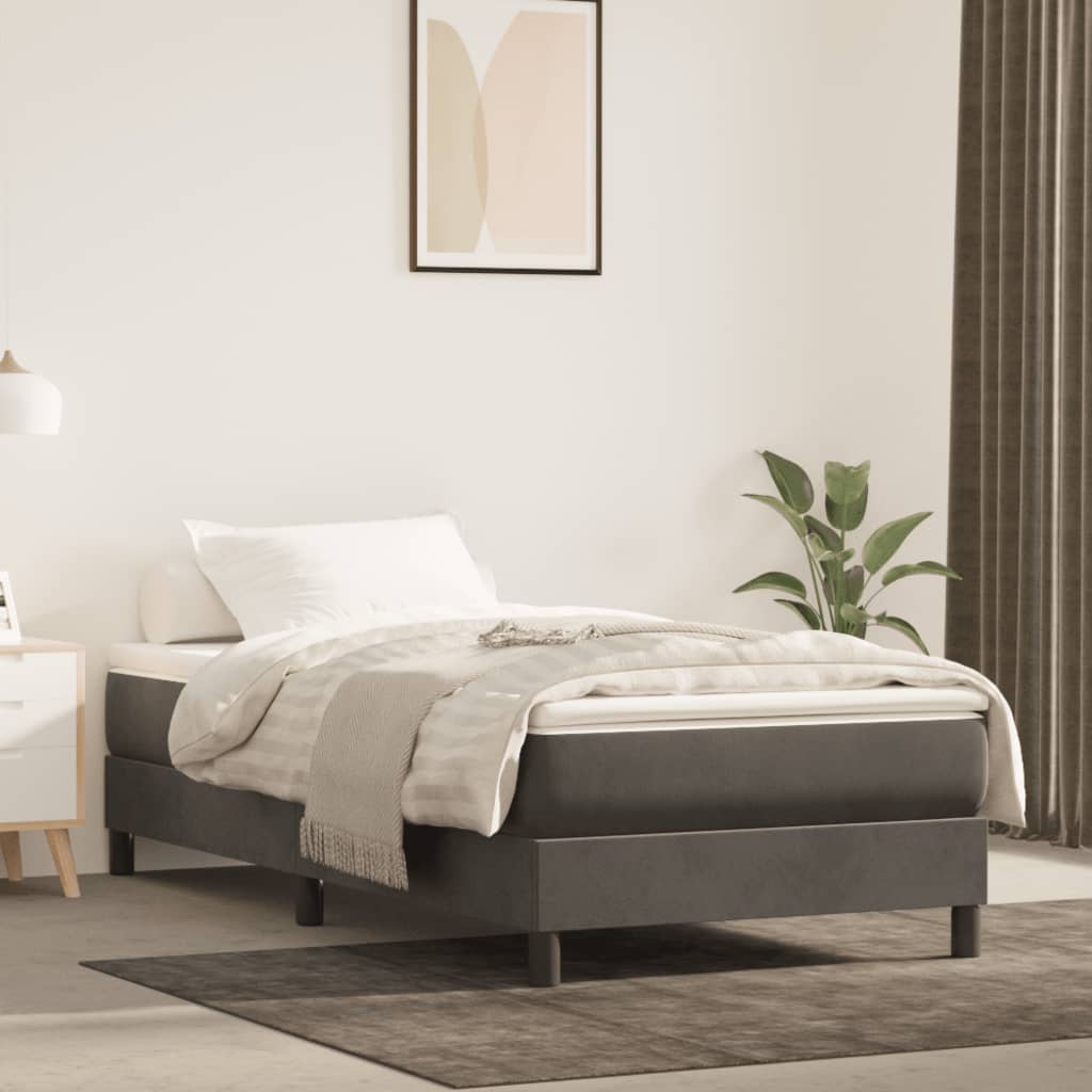 Pocket spring mattress dark grey 90x190x20 cm velvet