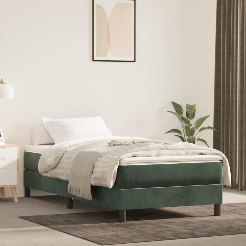 Pocket spring mattress dark green 90x190x20 cm velvet