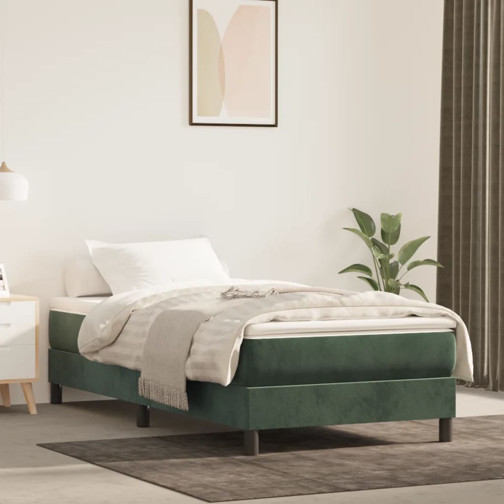 Pocket spring mattress dark green 90x200x20 cm velvet