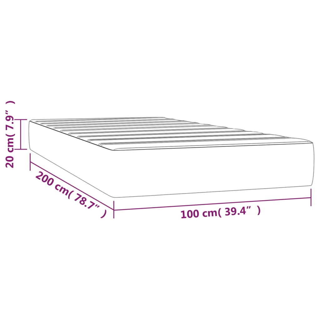 Pocket spring mattress light grey 100x200x20 cm fabric