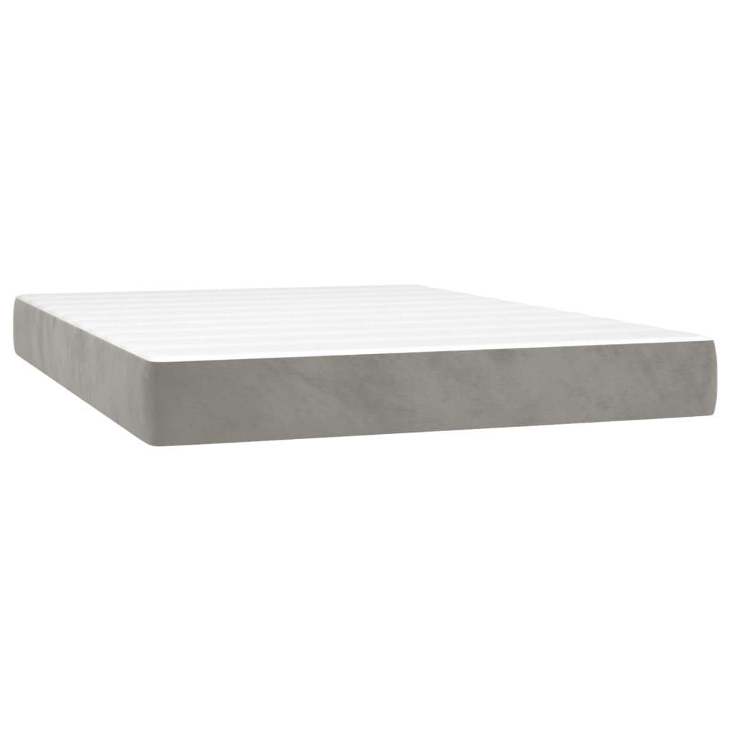 Pocket spring mattress light grey 140x200x20 cm velvet