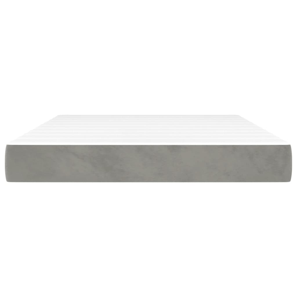 Pocket spring mattress light grey 140x200x20 cm velvet