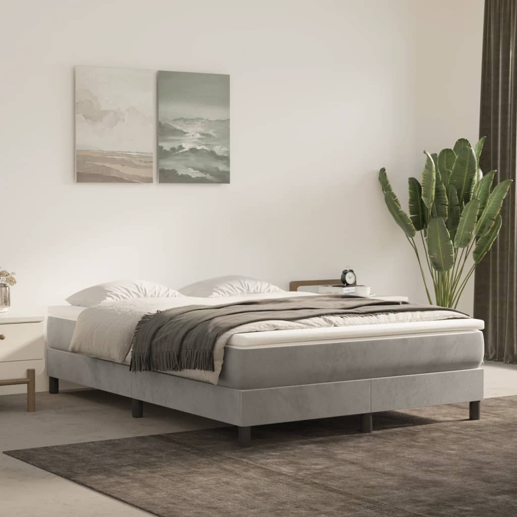 Pocket spring mattress light grey 140x200x20 cm velvet