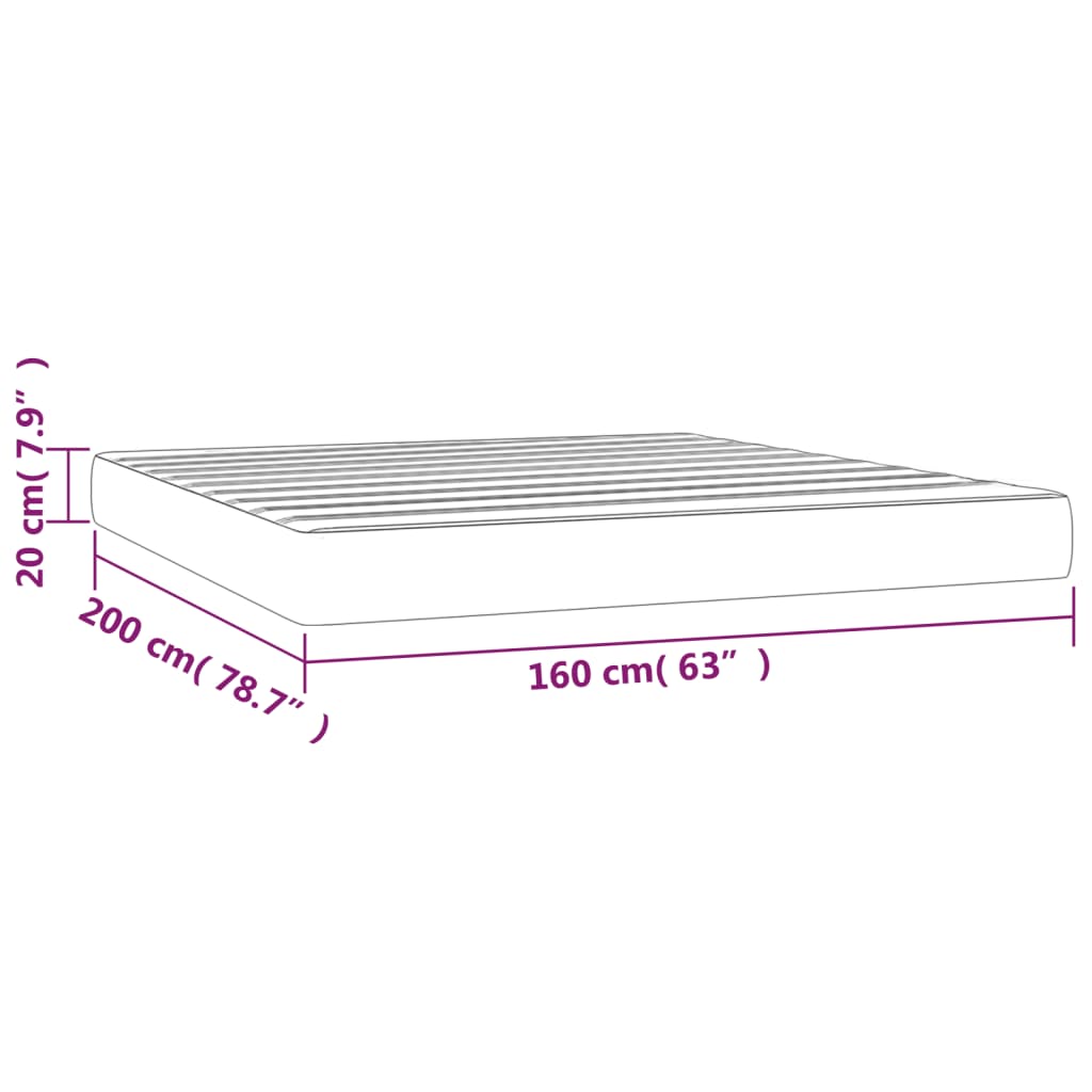 Pocket spring mattress grey 160x200x20 cm artificial leather