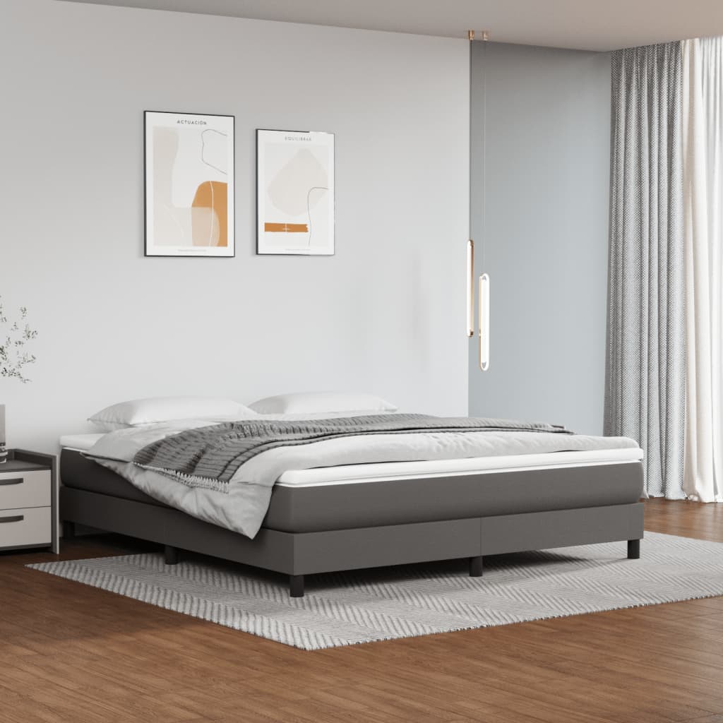 Pocket spring mattress grey 160x200x20 cm artificial leather