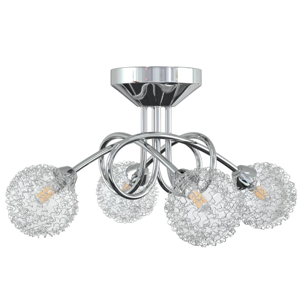 Ceiling light with wire mesh shades for 4 G9 LED lights