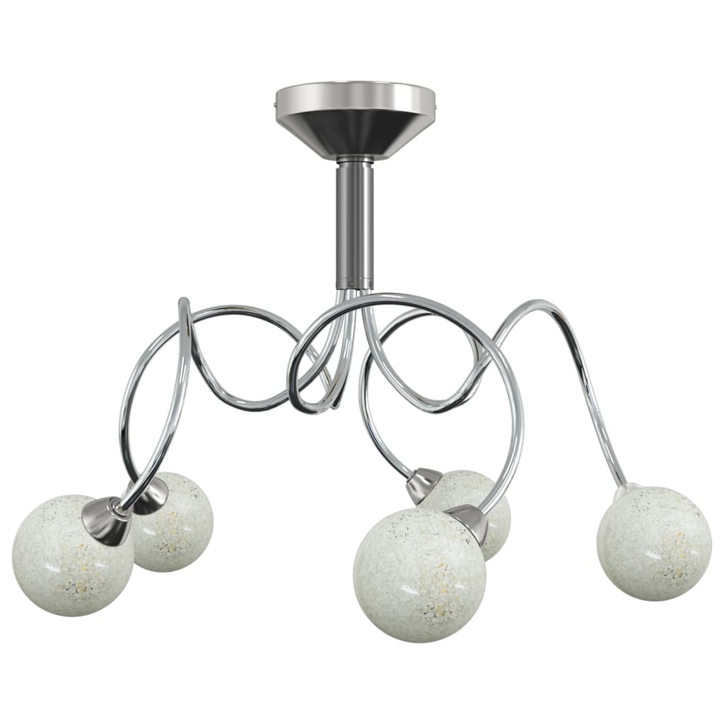 Ceiling light with round glass shades for 5 G9 LED bulbs