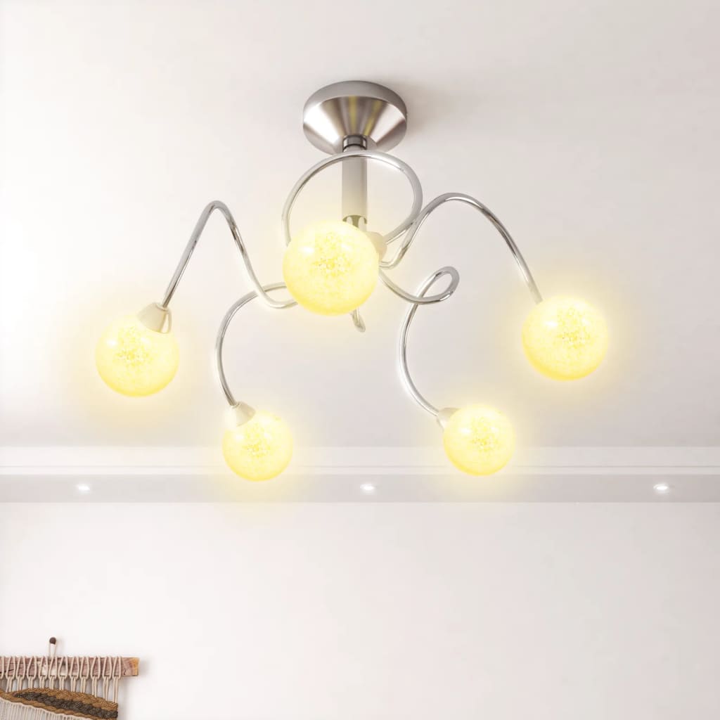 Ceiling light with round glass shades for 5 G9 LED bulbs