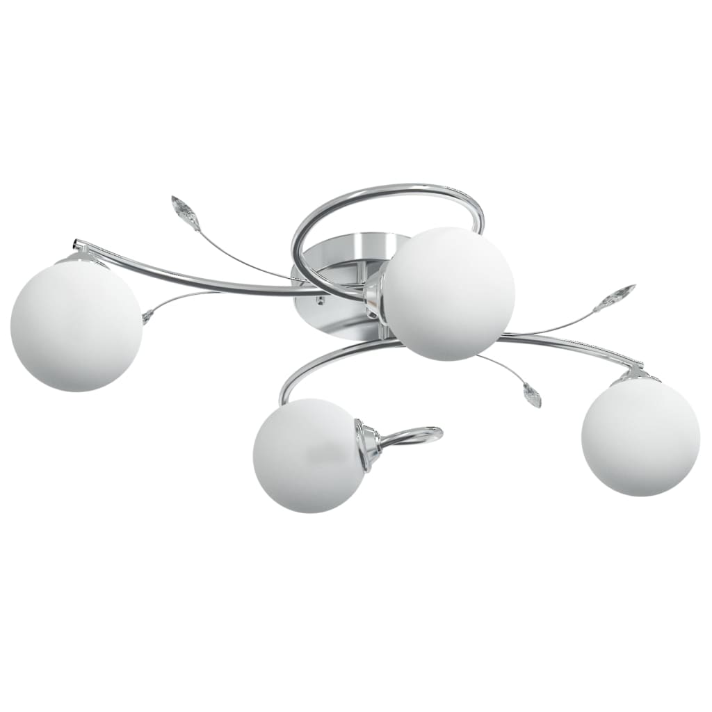 Ceiling light with round glass shades for 4 G9 LED bulbs