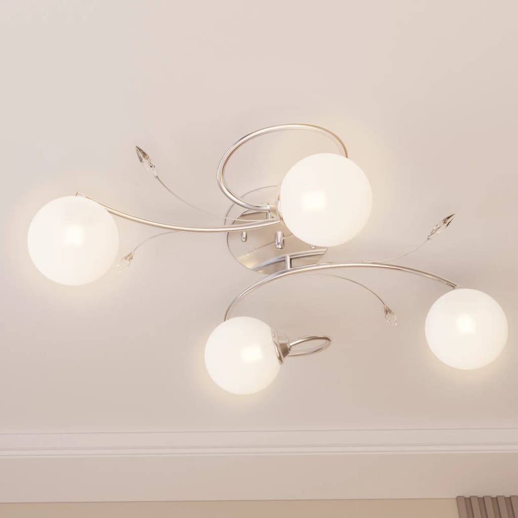 Ceiling light with round glass shades for 4 G9 LED bulbs