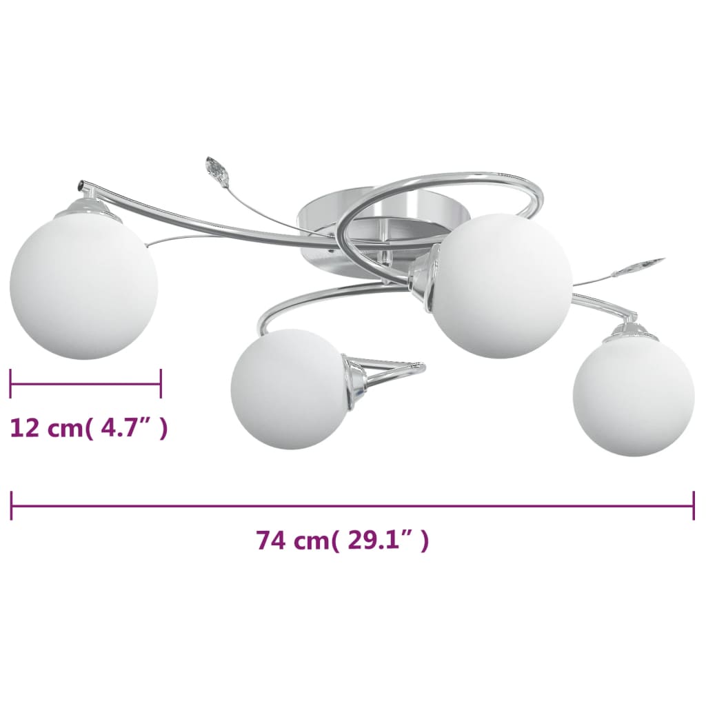 Ceiling light with round glass shades for 4 G9 LED bulbs