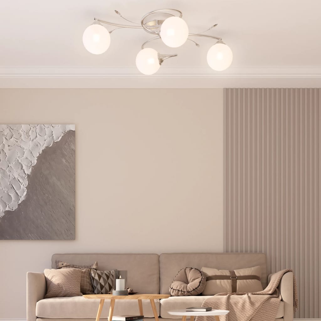 Ceiling light with round glass shades for 4 G9 LED bulbs