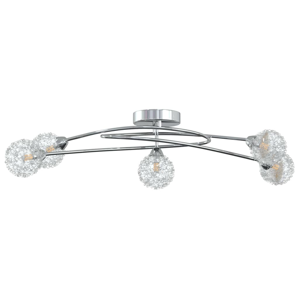 Ceiling light with wire mesh shades for 5 G9 LED lights