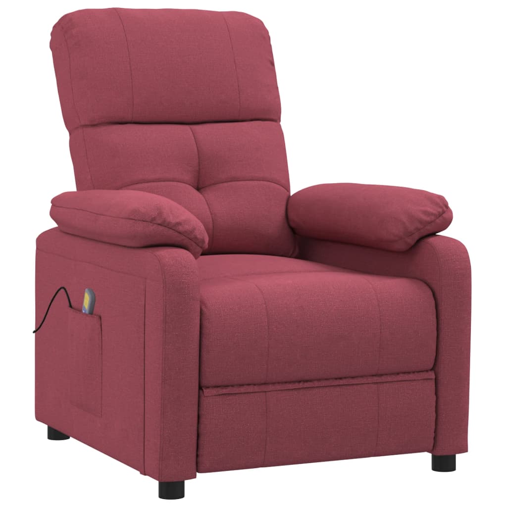 Fauteuil de massage tissu rouge vin